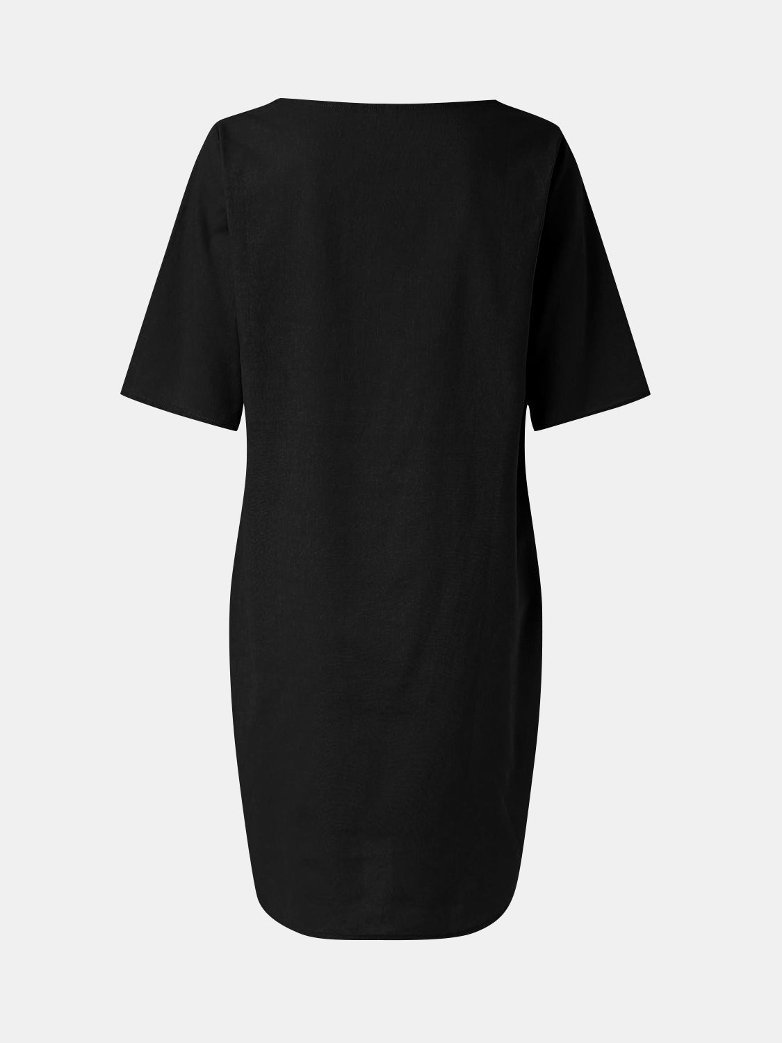 Full Size Round Neck Half Sleeve Dress with Pockets - Charming Charlie