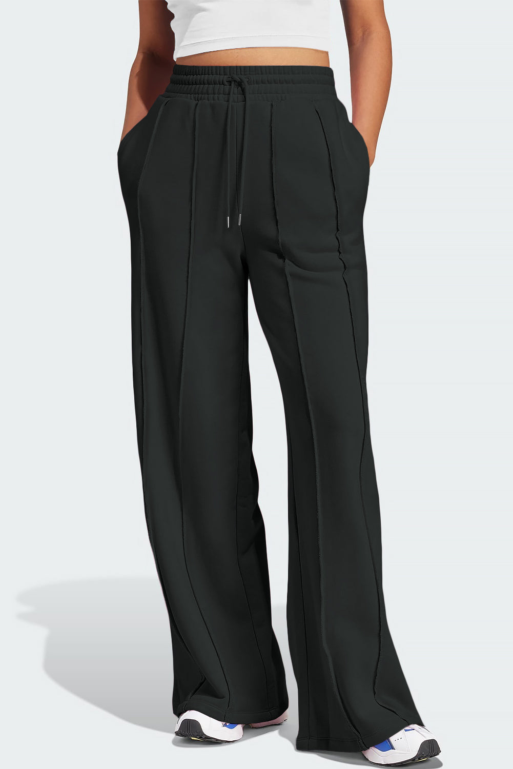 Drawstring Wide Leg Active Pants - Charming Charlie