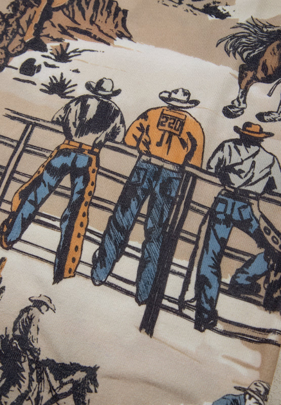 Cowboy Print Round Neck Short Sleeve T Shirt - Charming Charlie
