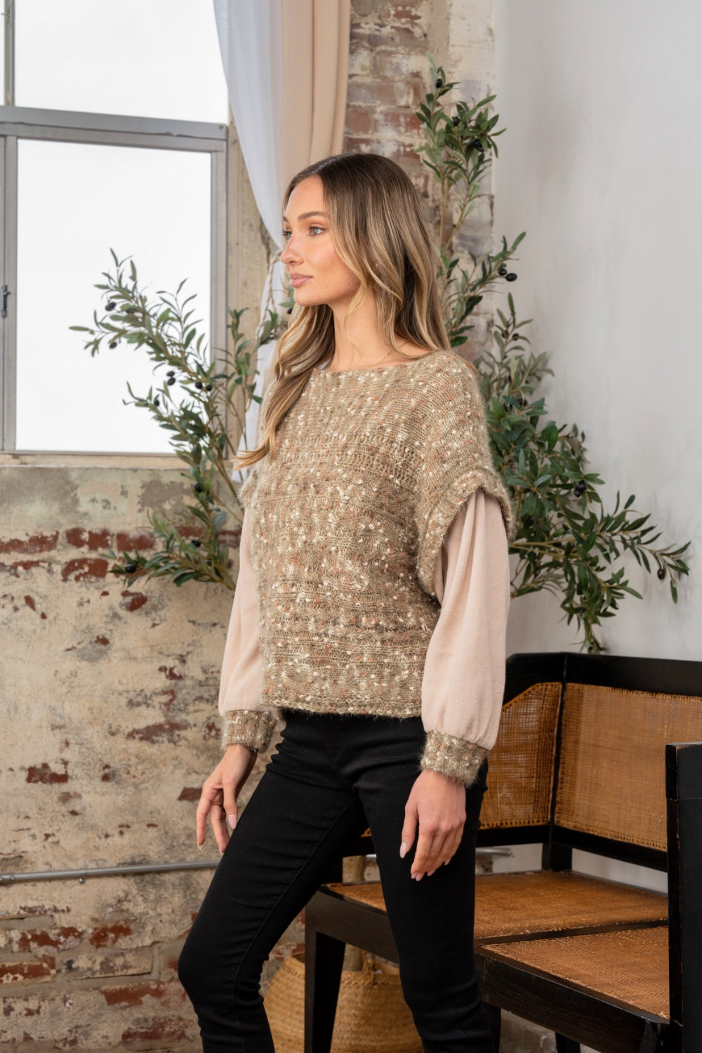 Sew In Love Full Size Fuzzy Long Sleeve Knit Top - Charming Charlie