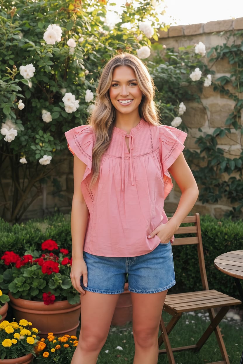 Sweet Strawberry Ruffle Flutter Top - Charming Charlie