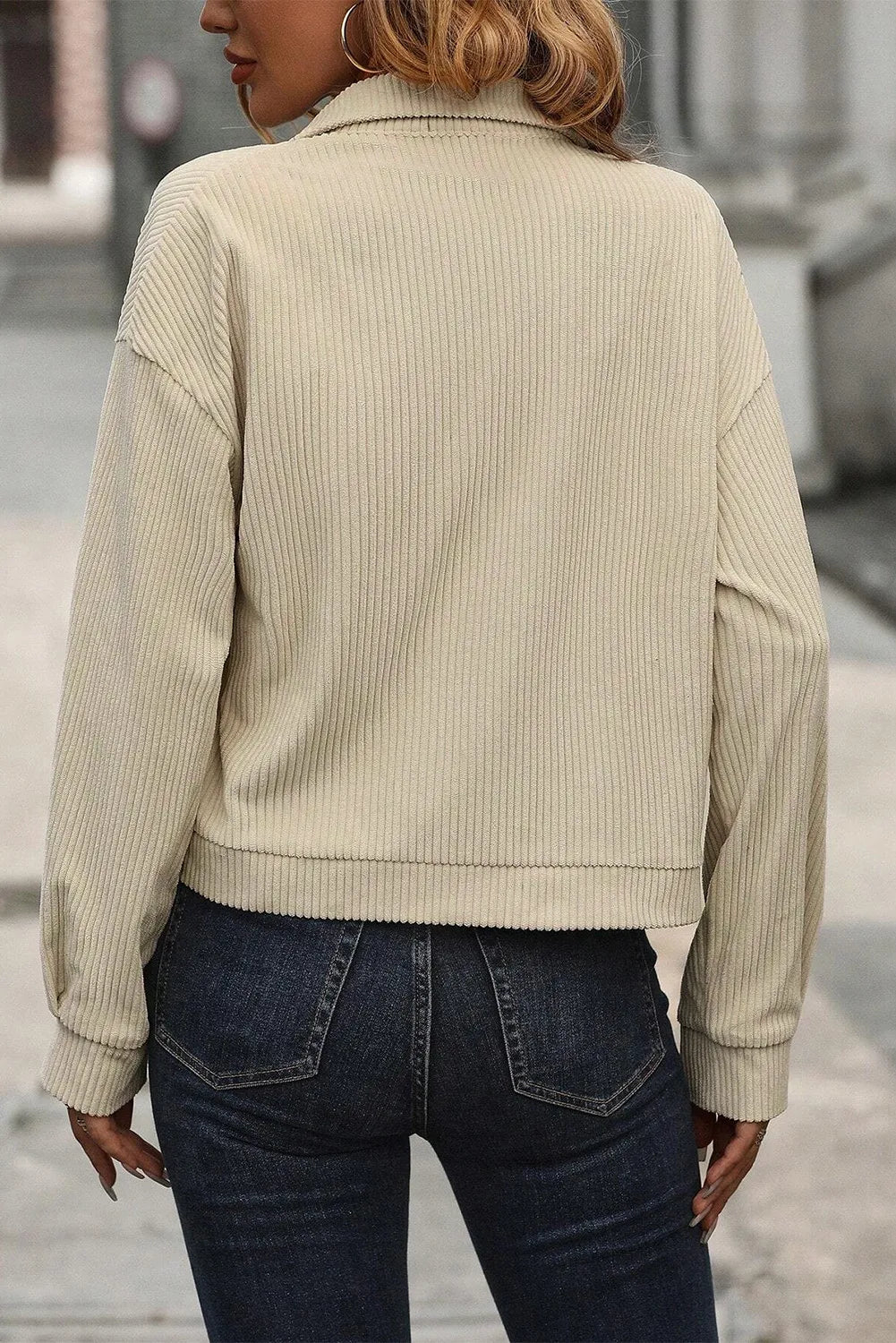 Pocketed Collared Neck Button Up Jacket - Charming Charlie