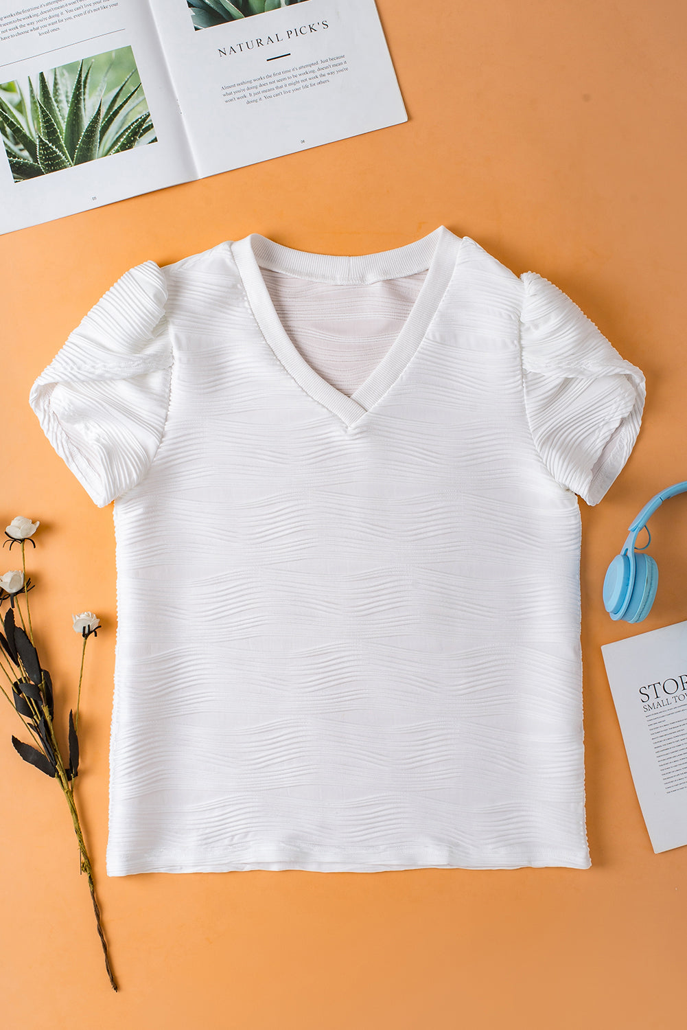 V-Neck Petal Sleeve Blouse - Charming Charlie