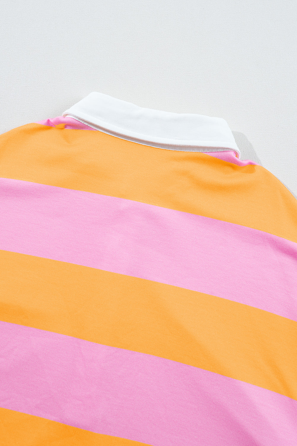 Contrast Striped Collared Neck Long Sleeve Sweatshirt - Charming Charlie