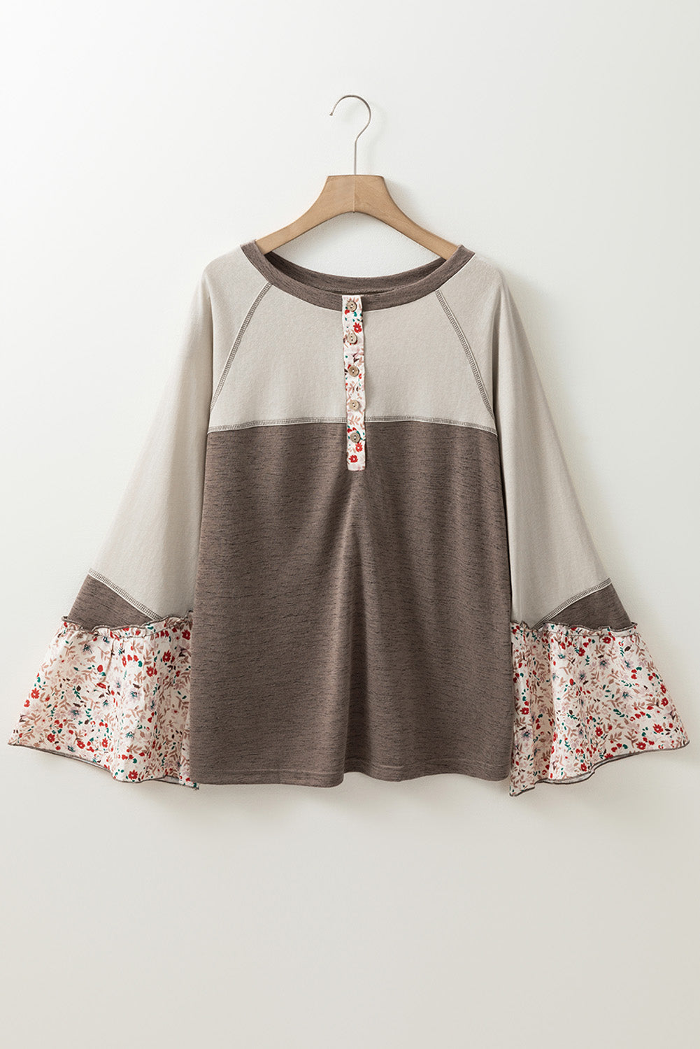 Floral Half Button Long Sleeve T-Shirt - Charming Charlie