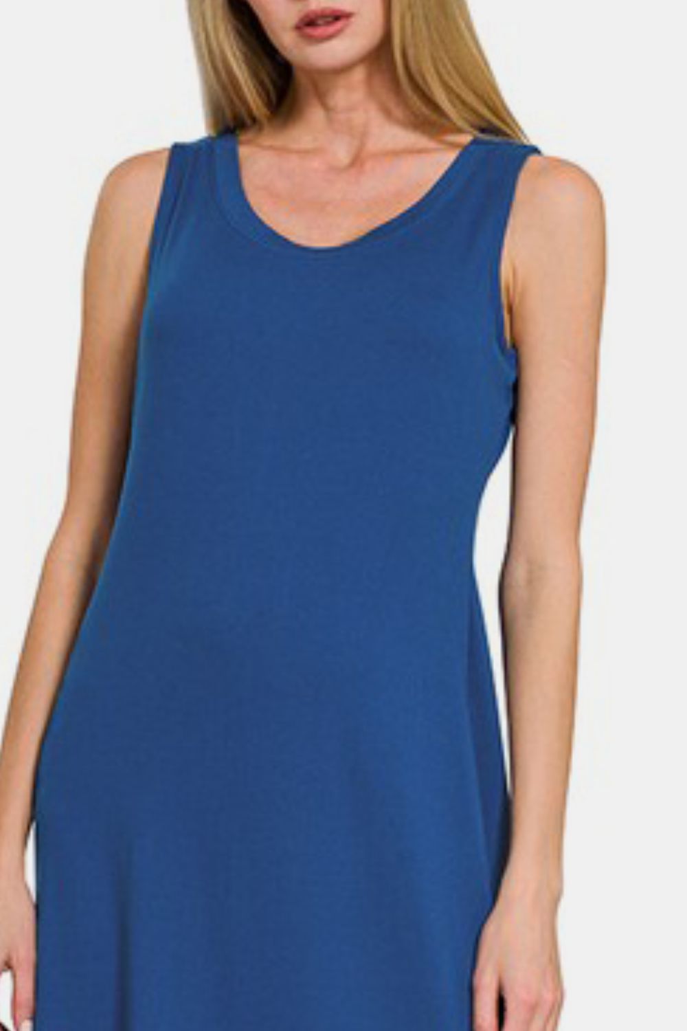 Zenana Scoop Neck Wide Strap Tank Dress - Charming Charlie