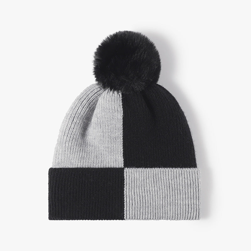 Color Block Knit Hat with Pom-pom - Charming Charlie