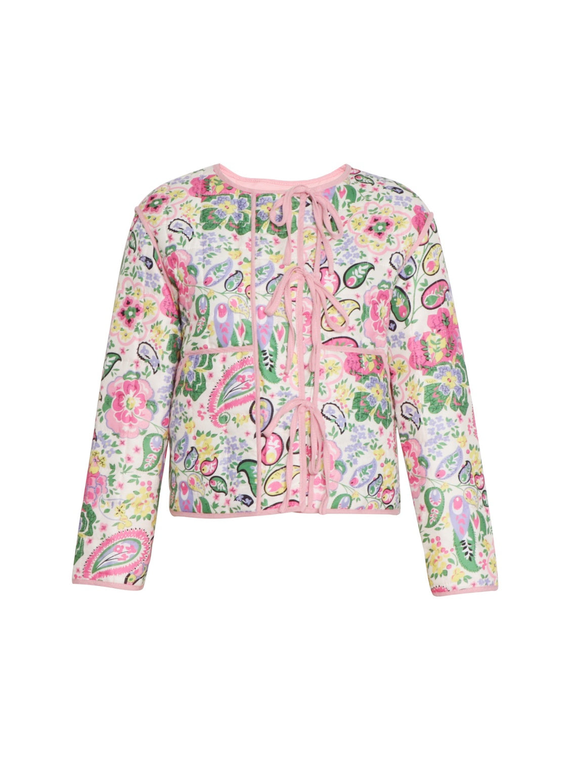Tied Printeded Long Sleeve Jacket - Charming Charlie
