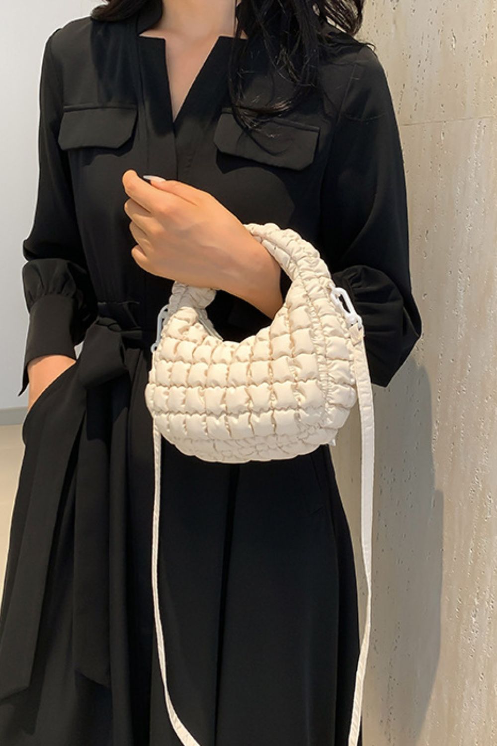 Quilted Puffy Removable Strap Crossbody Bag - Charming Charlie