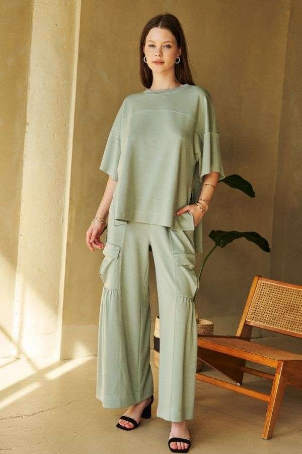 Davi & Dani Drawstring Ruched Detail Wide Leg Pants - Charming Charlie
