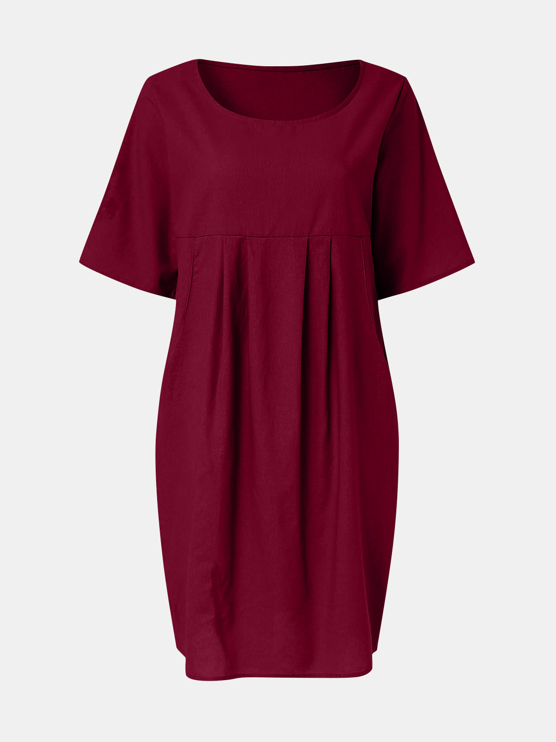 Full Size Round Neck Half Sleeve Dress with Pockets - Charming Charlie