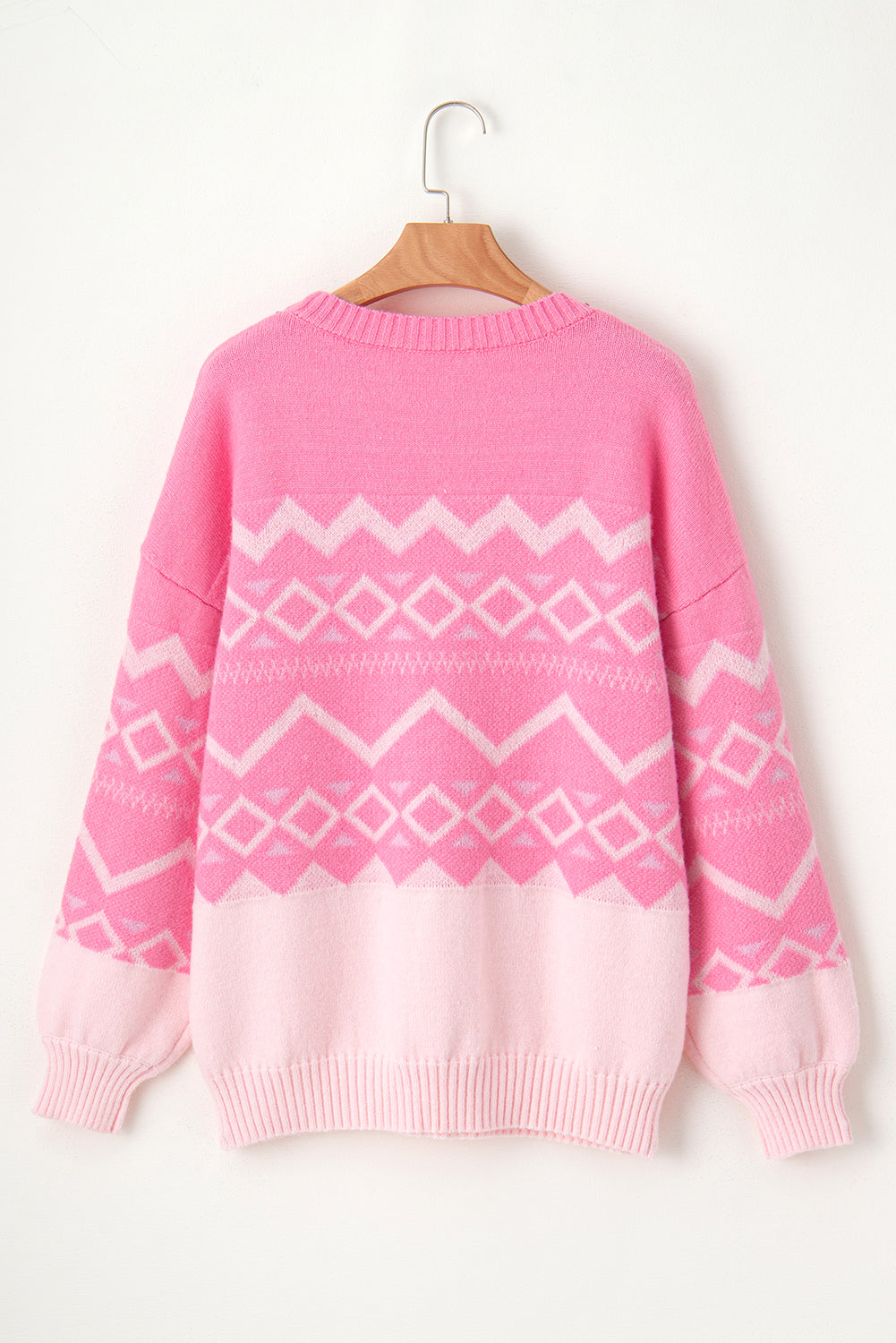 Geometric Drop Shoulder Long Sleeve Sweater - Charming Charlie