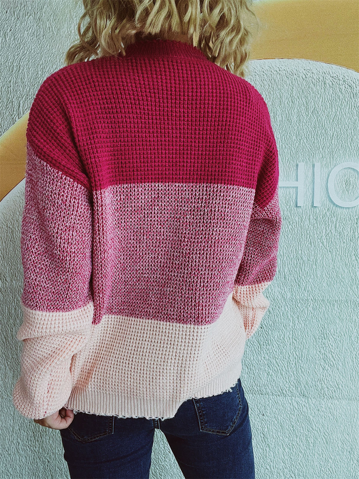 Color Block Long Sleeve Sweater - Charming Charlie