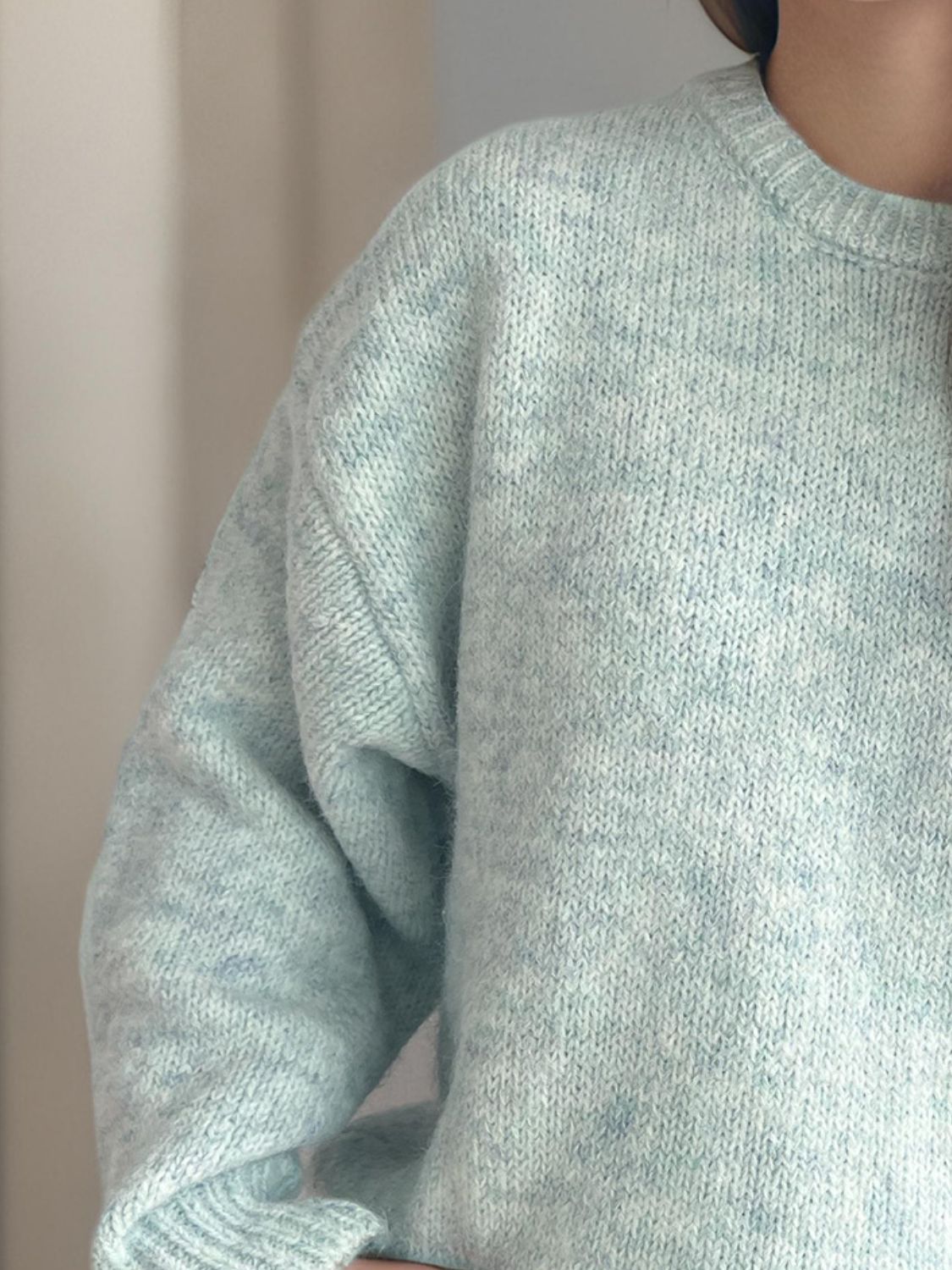 Round Neck Long Sleeve Sweater - Charming Charlie