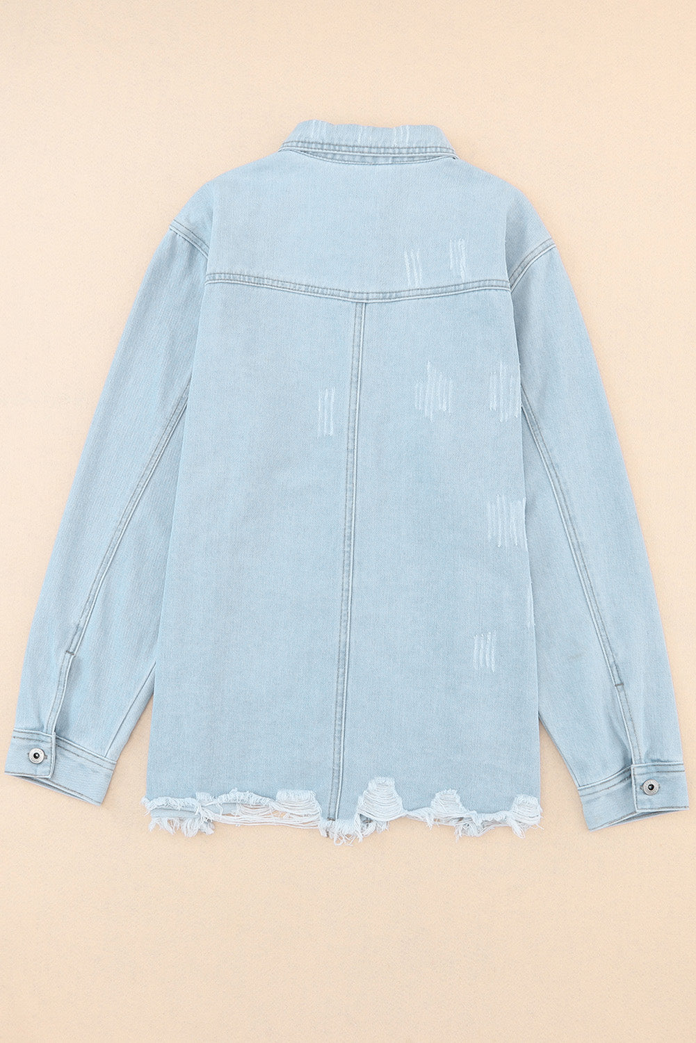 Flap Pocket Raw Hem Denim Jacket - Charming Charlie