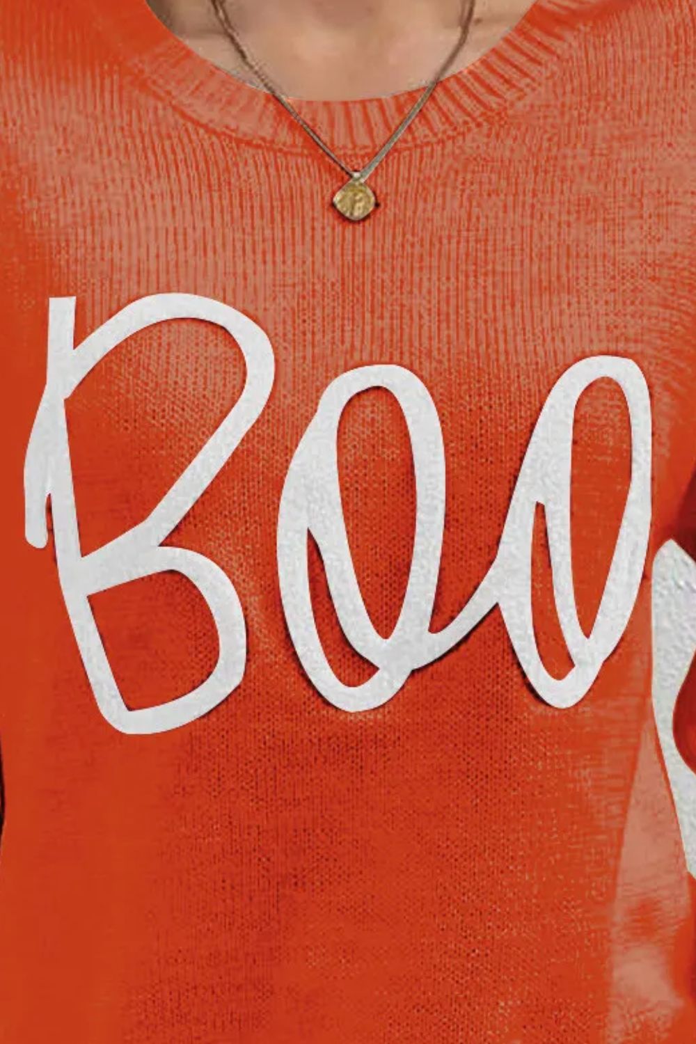 BOO Round Neck Long Sleeve Sweater - Charming Charlie