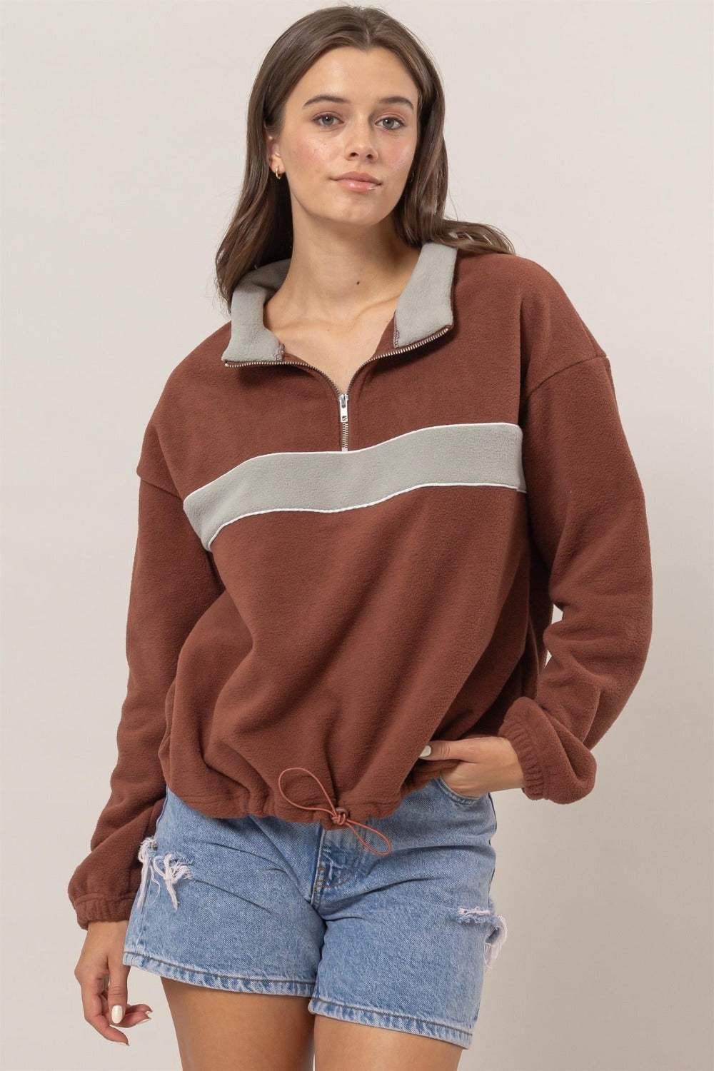 HYFVE Fleece Color Block Half Zip Sweatshirt - Charming Charlie