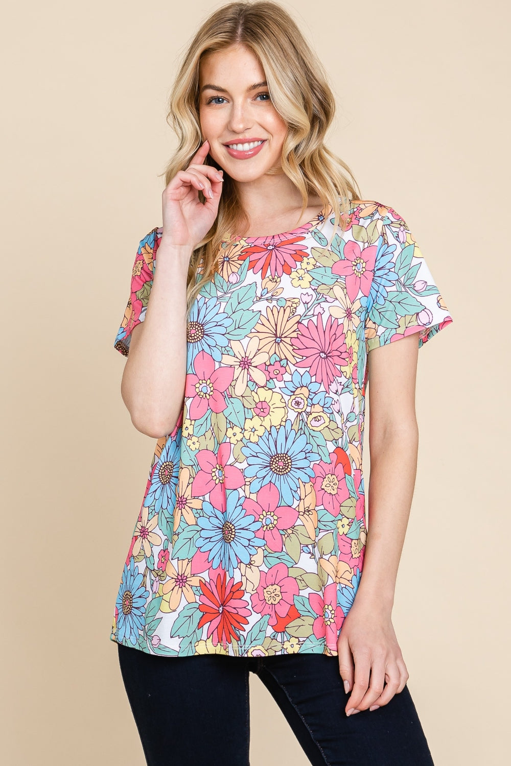 BOMBOM Floral Short Sleeve T-Shirt - Charming Charlie