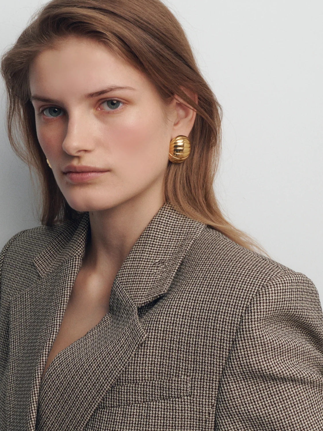 18K Gold-Plated Stainless Steel Ribbed Earrings - Charming Charlie