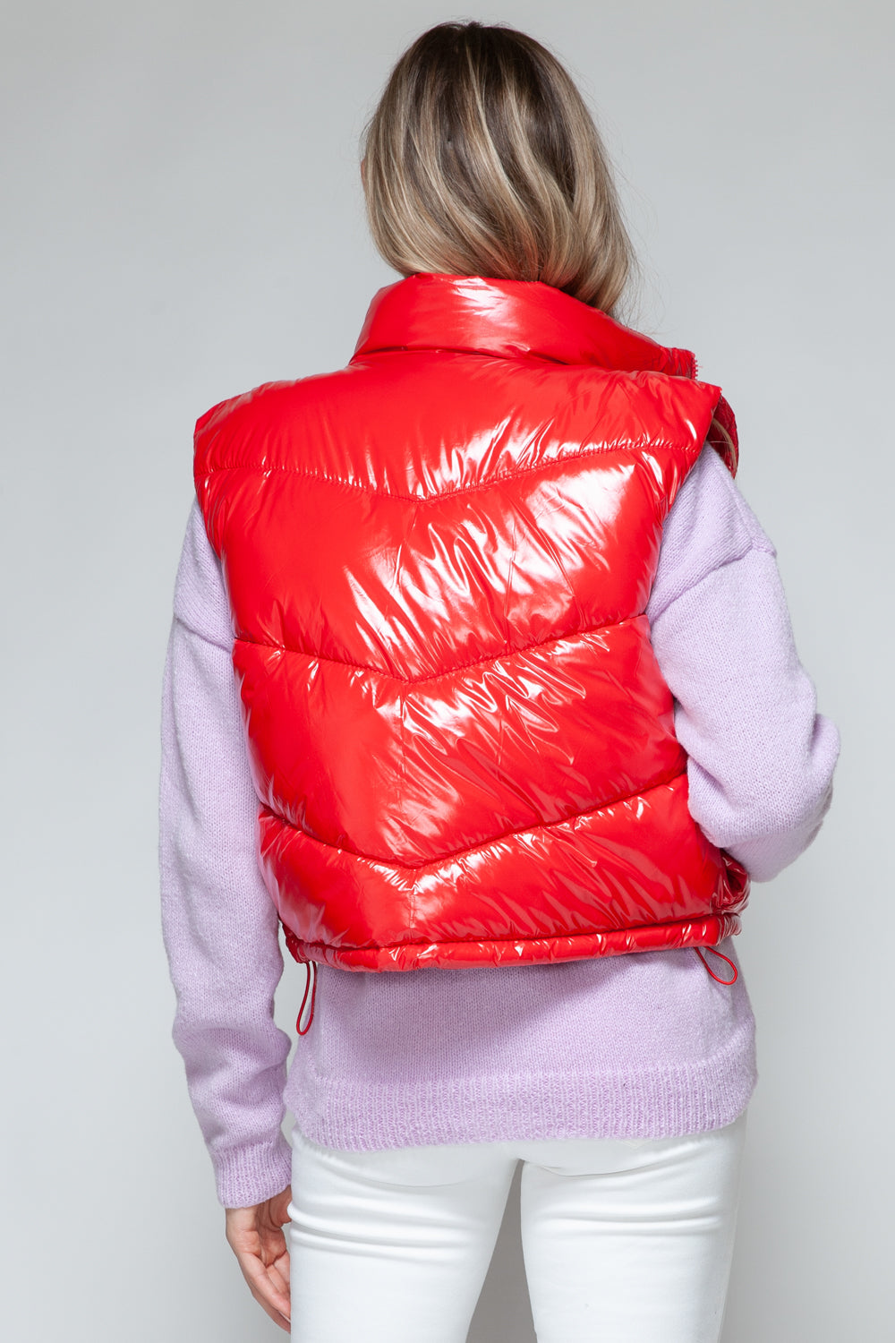 Snobbish Zip Up Turtleneck Shiny Quilted Vest - Charming Charlie
