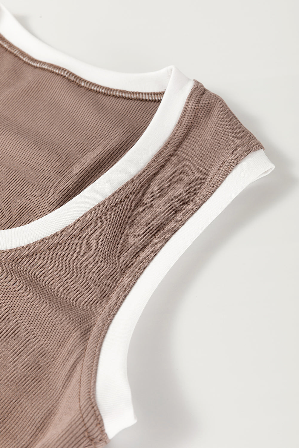 Contrast Edge Scoop Neck Wide Strap Knit Tank - Charming Charlie