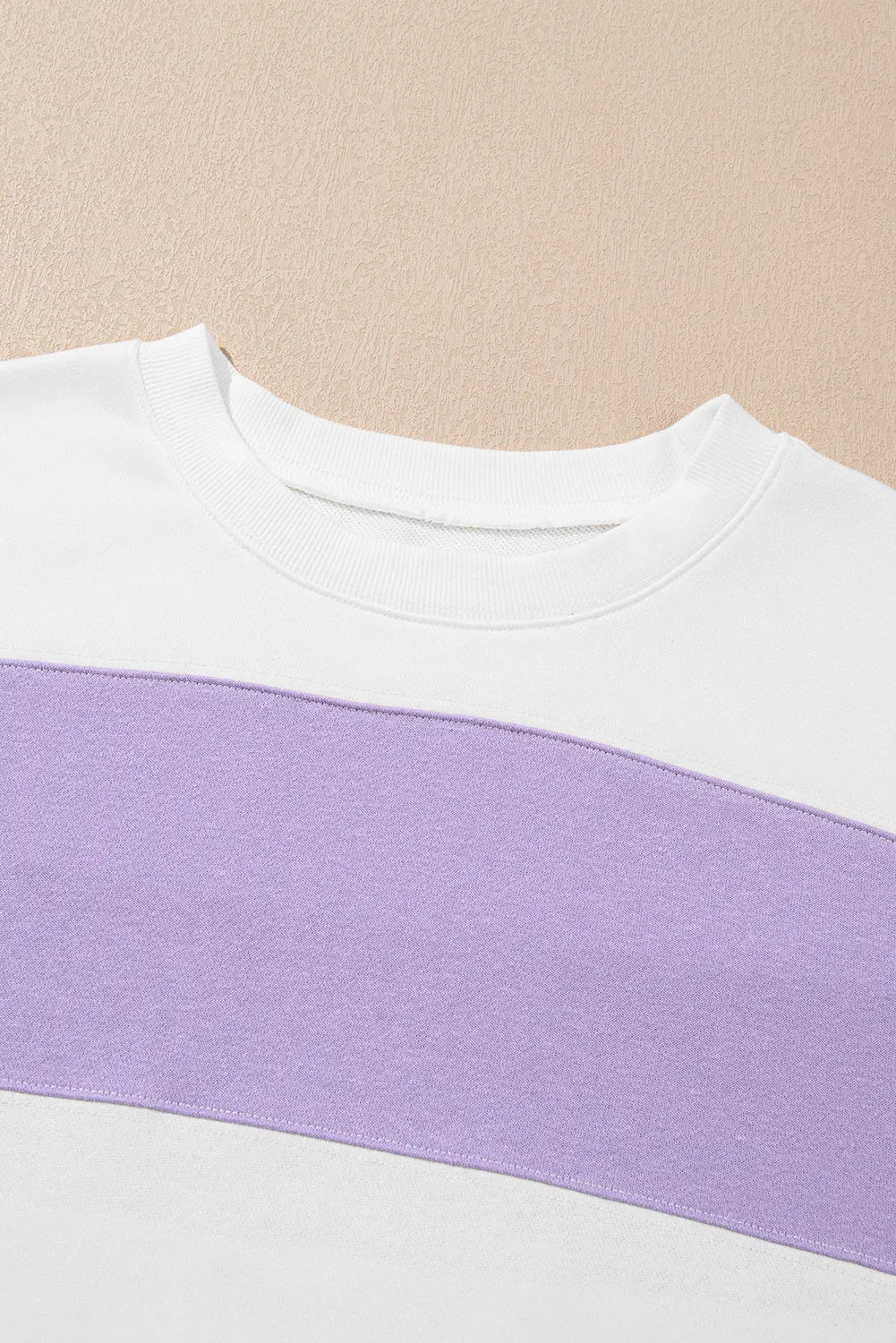 Color Block Round Neck Long Sleeve Sweatshirt - Charming Charlie
