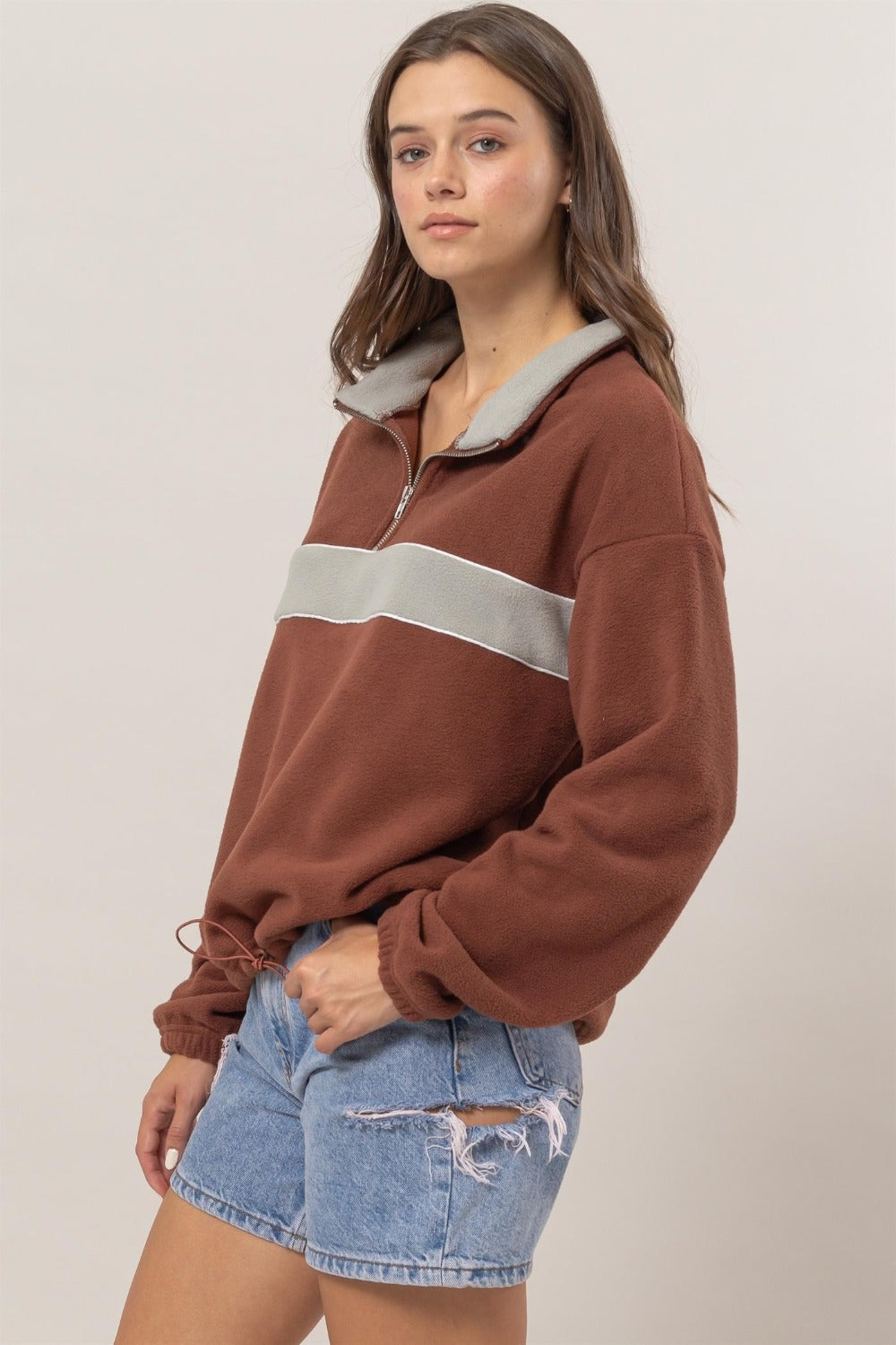 HYFVE Fleece Color Block Half Zip Sweatshirt - Charming Charlie