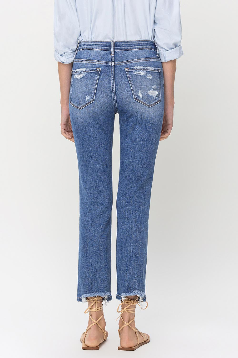 Lovervet High Rise Raw Hem Straight Jeans - Charming Charlie