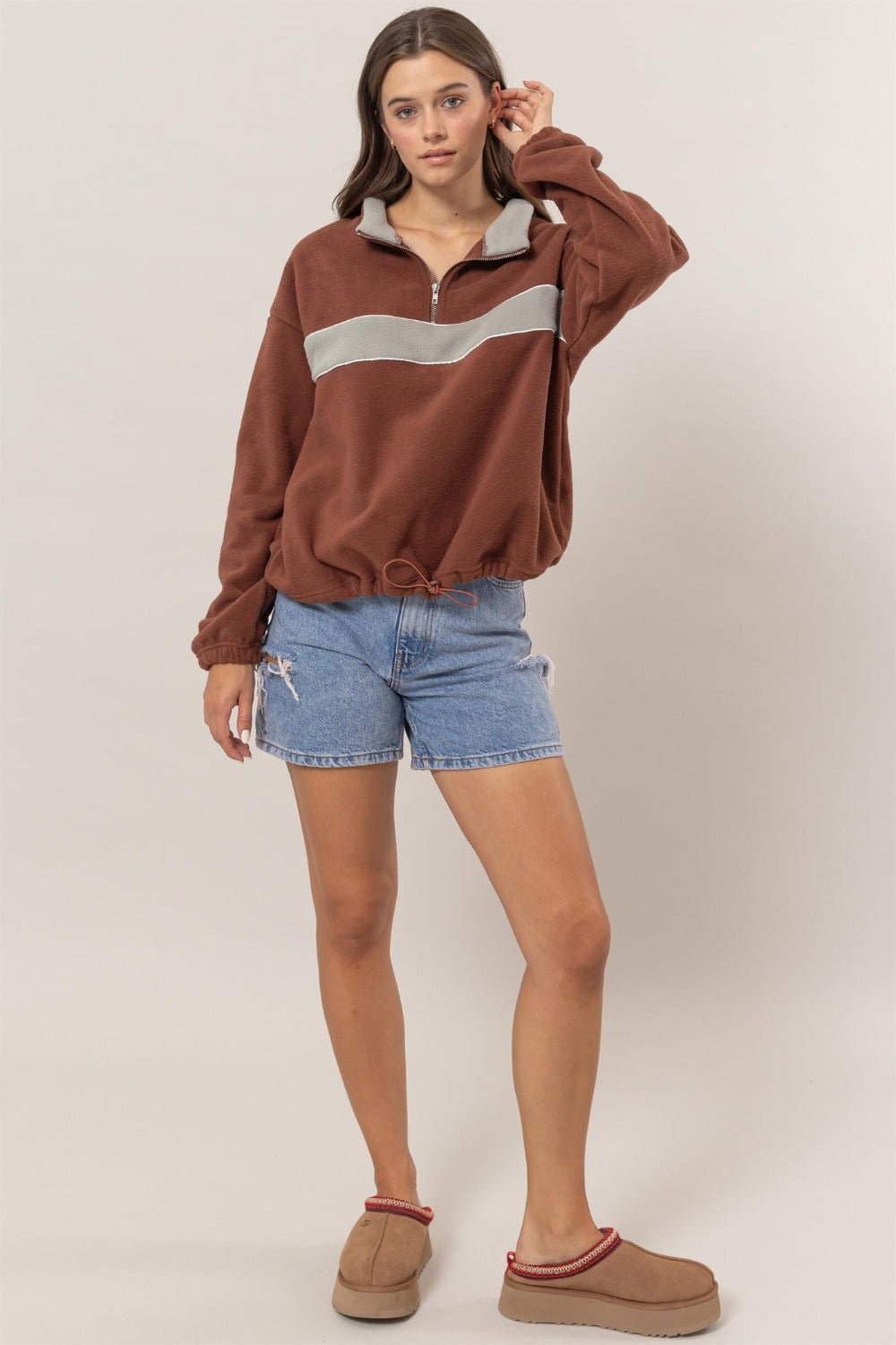 HYFVE Fleece Color Block Half Zip Sweatshirt - Charming Charlie
