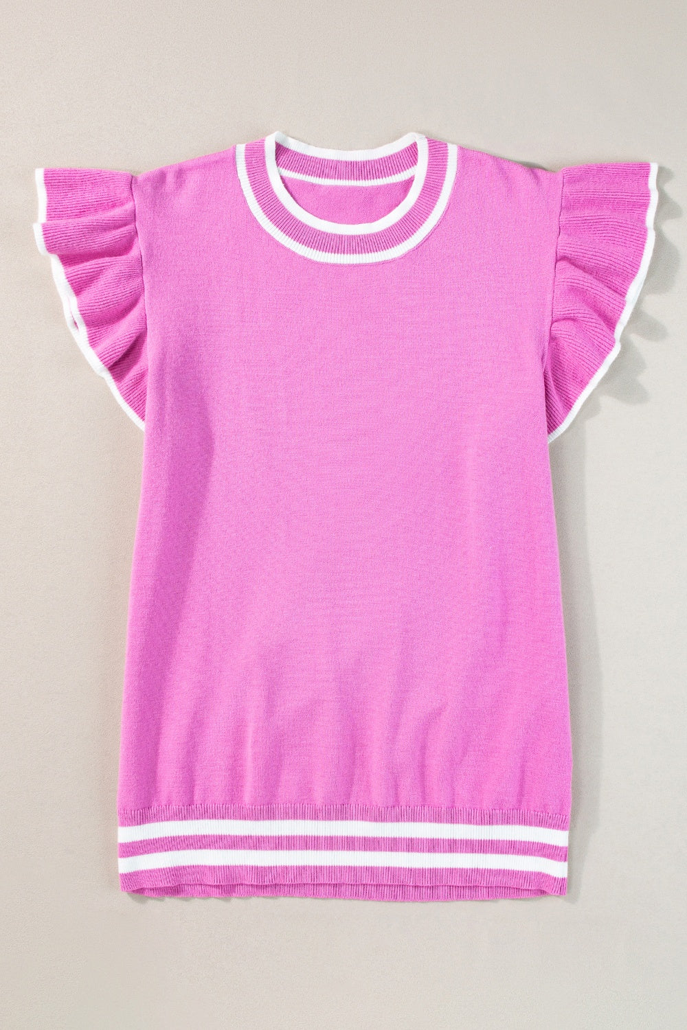 Ruffled Round Neck Cap Sleeve Knit Top - Charming Charlie