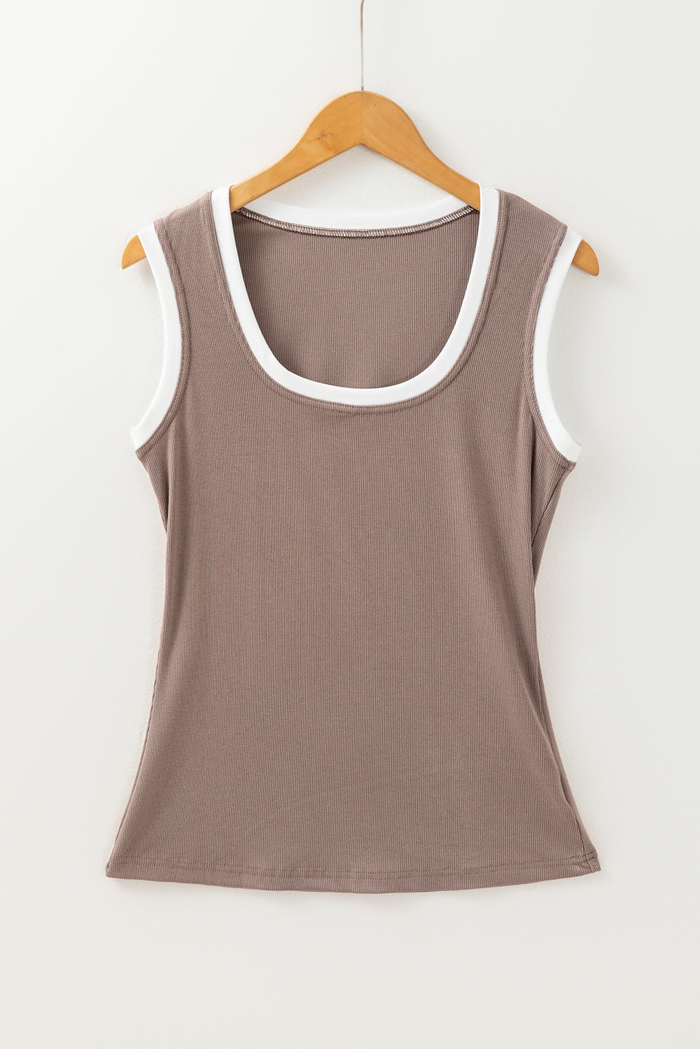 Contrast Edge Scoop Neck Wide Strap Knit Tank - Charming Charlie