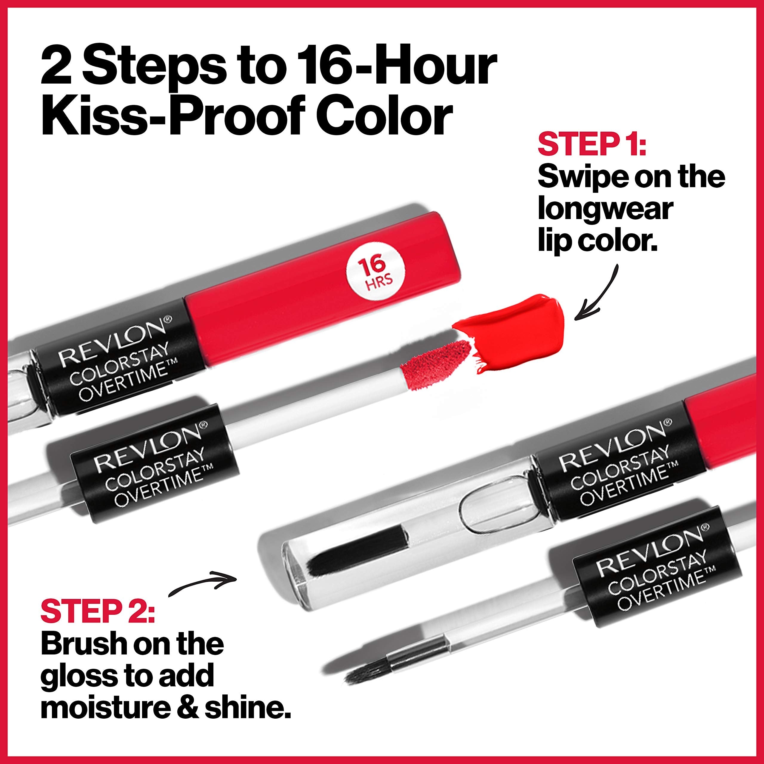 Revlon Liquid Lipstick with Clear Lip Gloss, ColorStay Overtime Lipcolor, Dual Ended with Vitamin E, 470 All Night Fuchsia, 0.07 Fl Oz - Charming Charlie