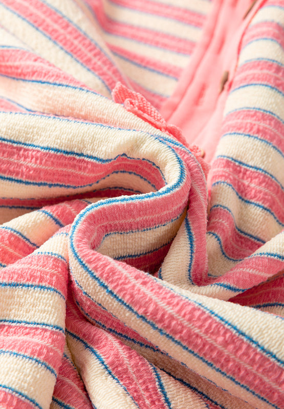Striped Johnny Collar Long Sleeve Sweatshirt - Charming Charlie