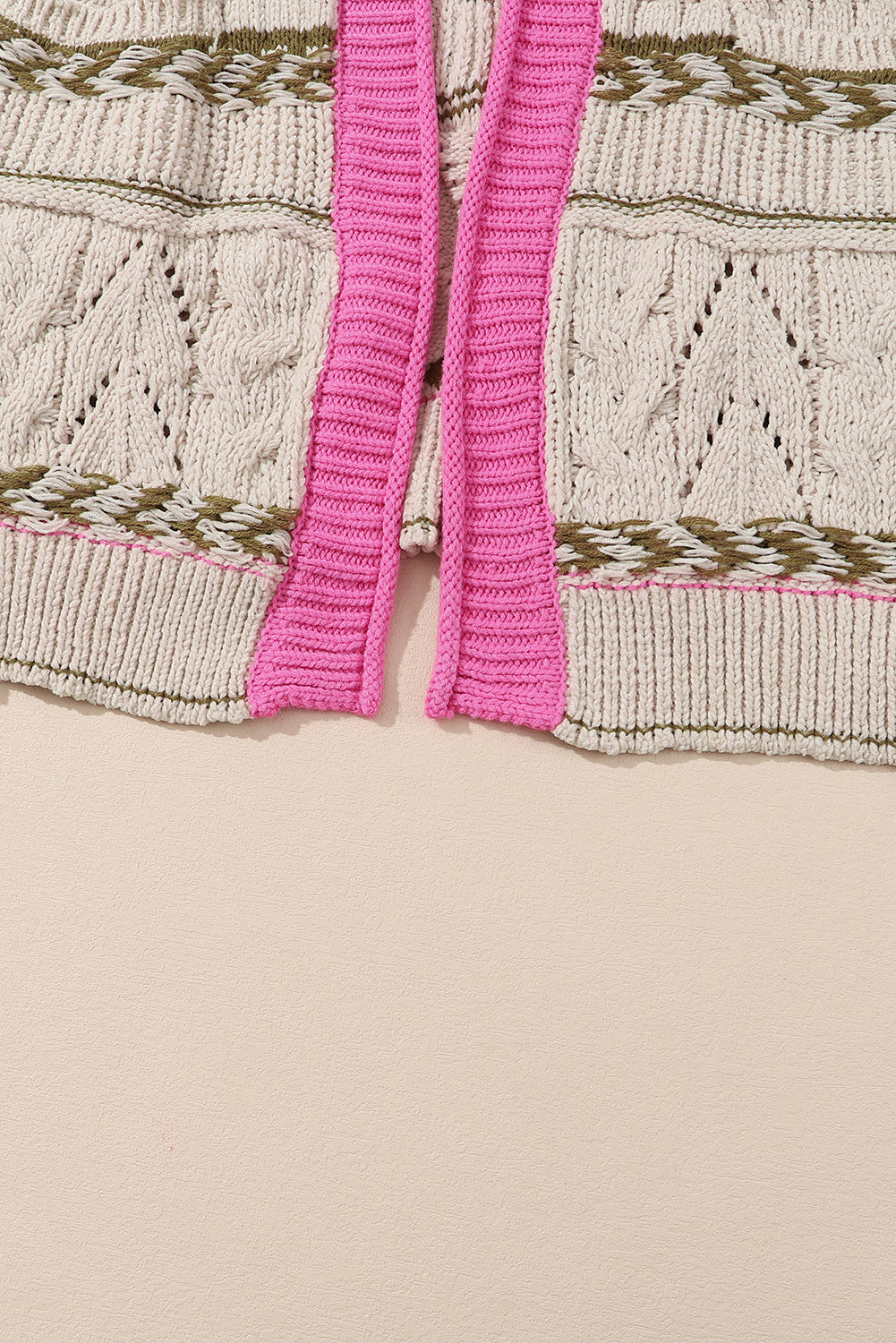 Contrast Tied Open Front Cardigan - Charming Charlie