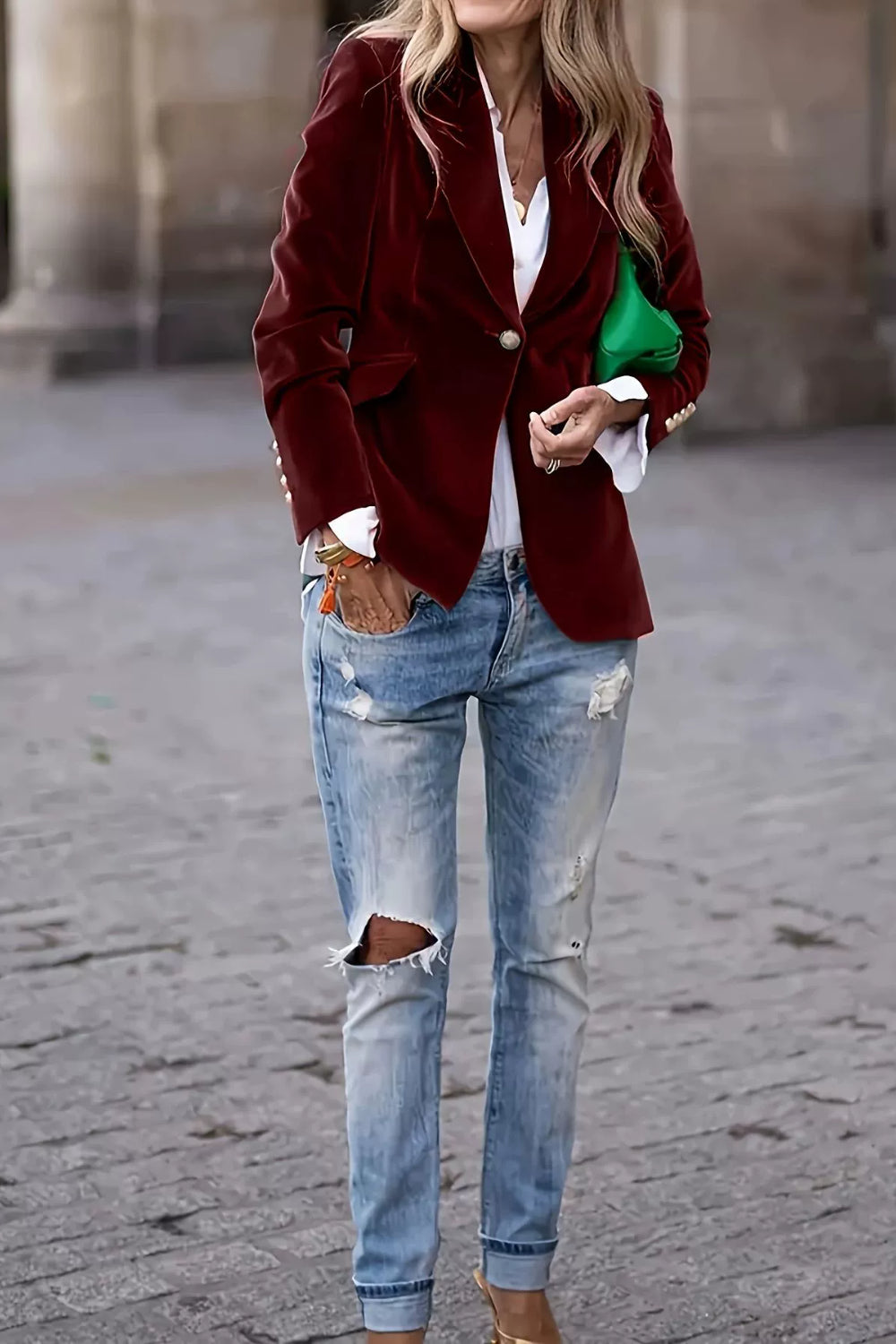 Lapel Collar One Button Blazer - Charming Charlie