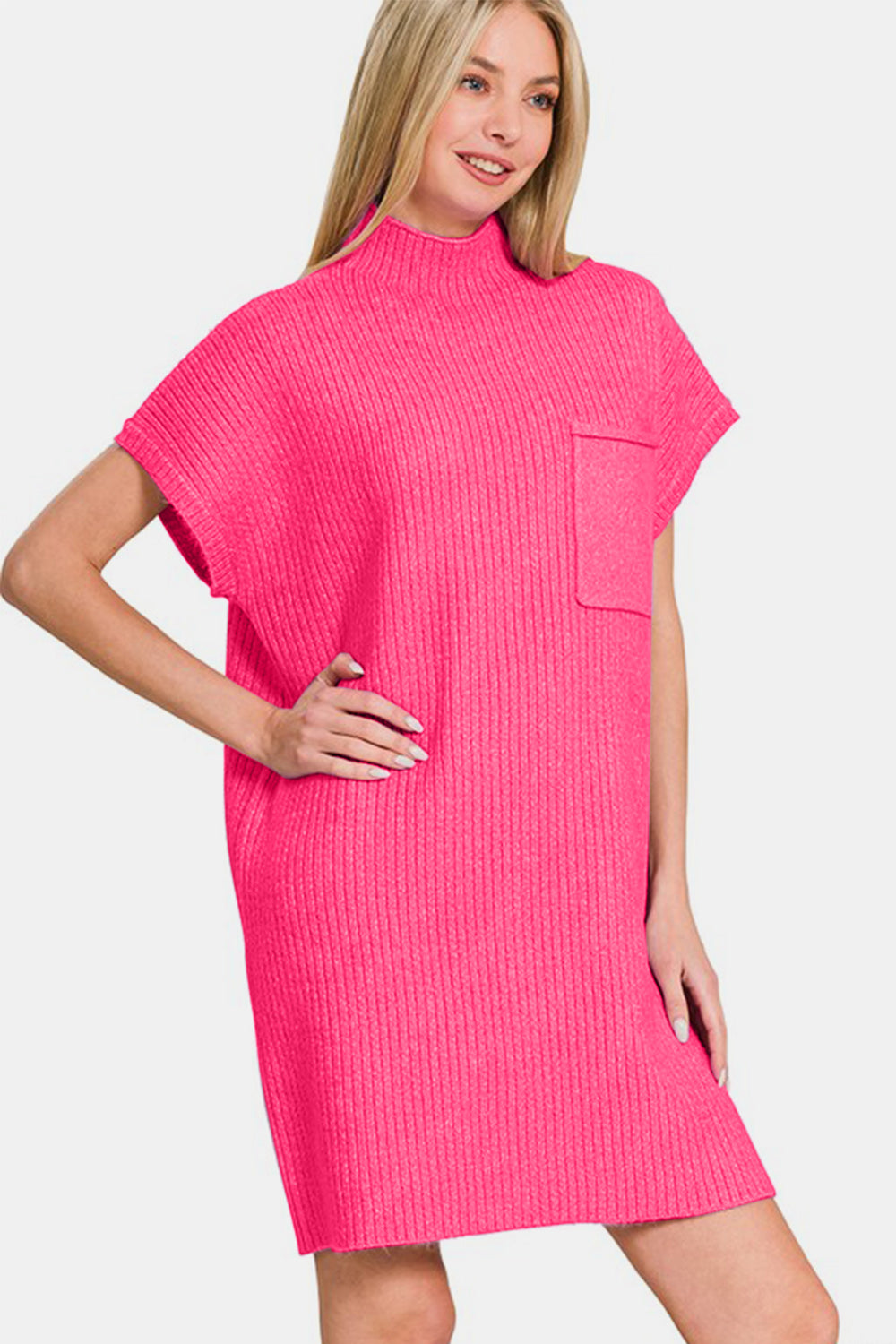 Zenana Short Sleeve Sweater Mini Dress - Charming Charlie