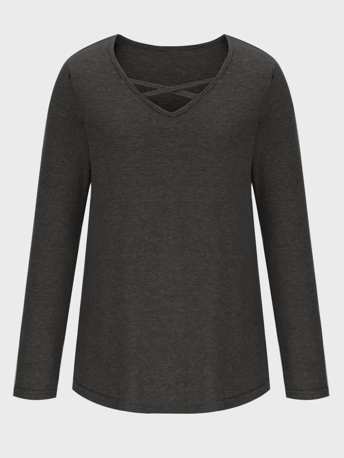 Crisscross V-Neck Long Sleeve T-Shirt - Charming Charlie