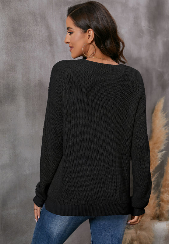 V-Neck Drop Shoulder Sweater - Charming Charlie