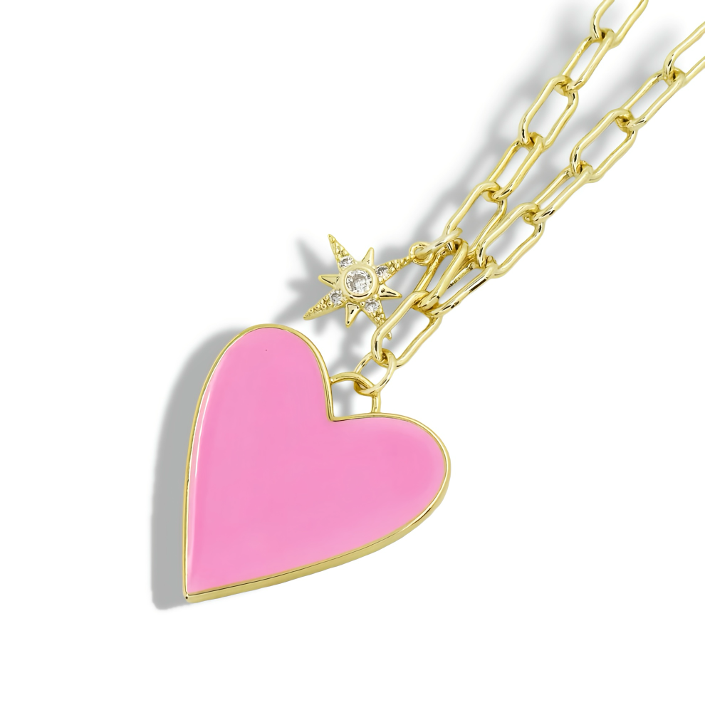 Colorful charms gold necklace featuring gemstone details, layered jewelry design, trendy accessory for women’s jewelry collections, boutique wholesale fashion necklace that is hypoallergenic, tarnish free, and waterproof jewelry with a cute aesthetic statement style