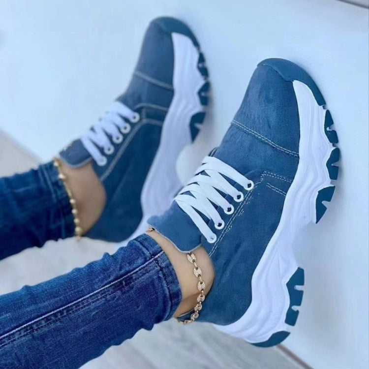 Lace-Up Round Neck Platform Sneakers - Charming Charlie