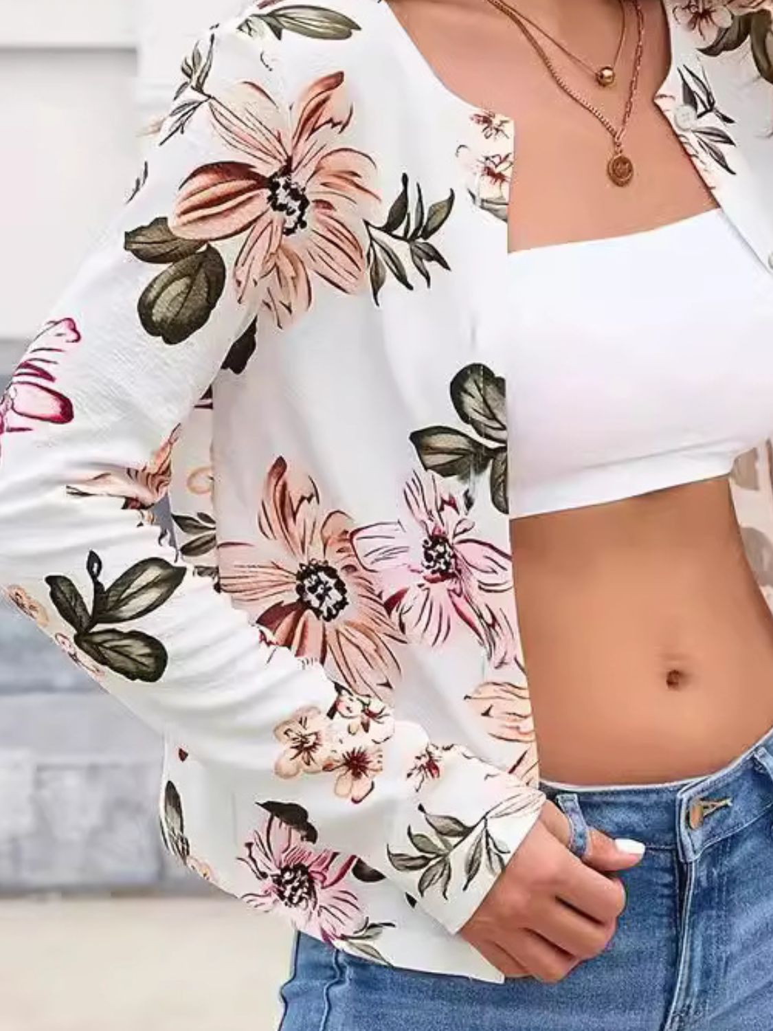 Printed Button Up Long Sleeve Cardigan - Charming Charlie