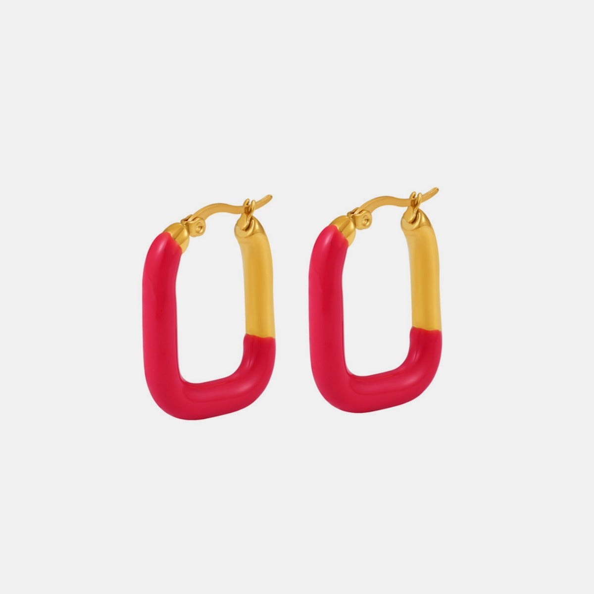Stainless Steel Drip Oil Contrast Earring - Charming Charlie