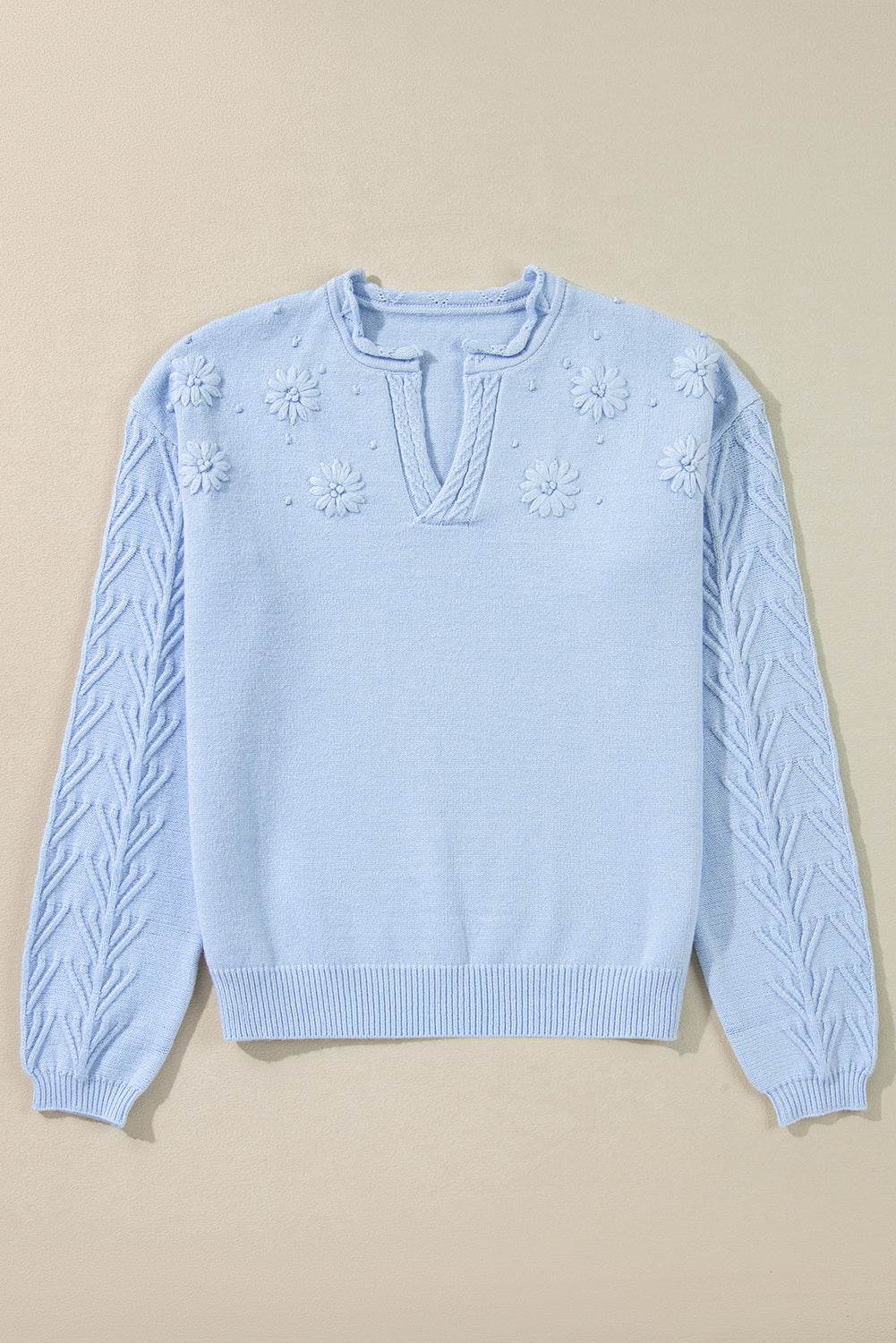 Daisy Notched Long Sleeve Sweater - Charming Charlie
