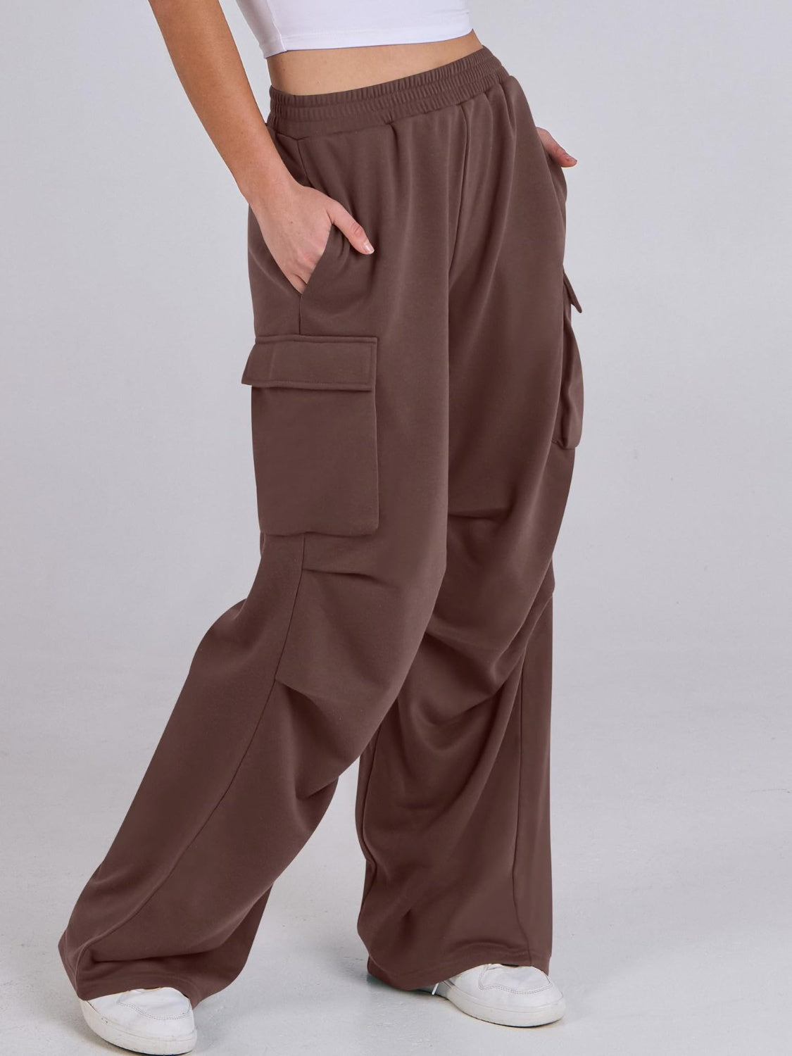 Elastic Waist Wide Leg Pants with Pockets - Charming Charlie