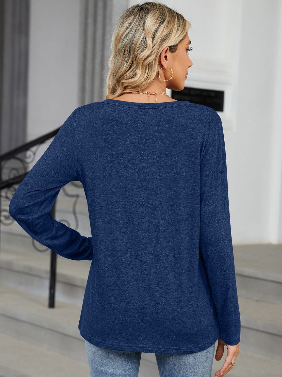 Notched Long Sleeve T-Shirt - Charming Charlie