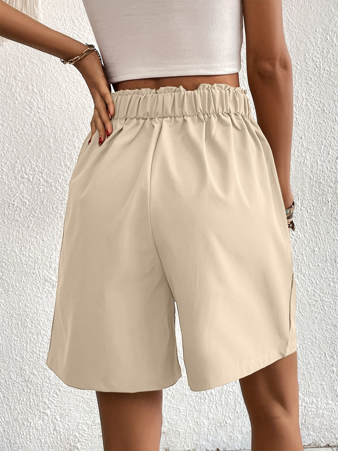 Pocketed Half Elastic Waist Shorts - Charming Charlie