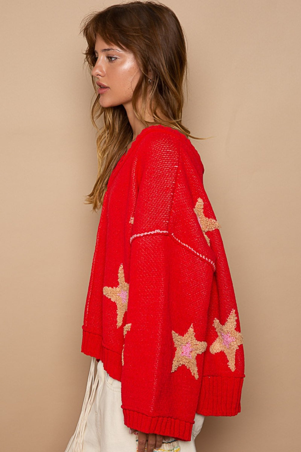 POL Long Sleeve Star Patch Sweater - Charming Charlie