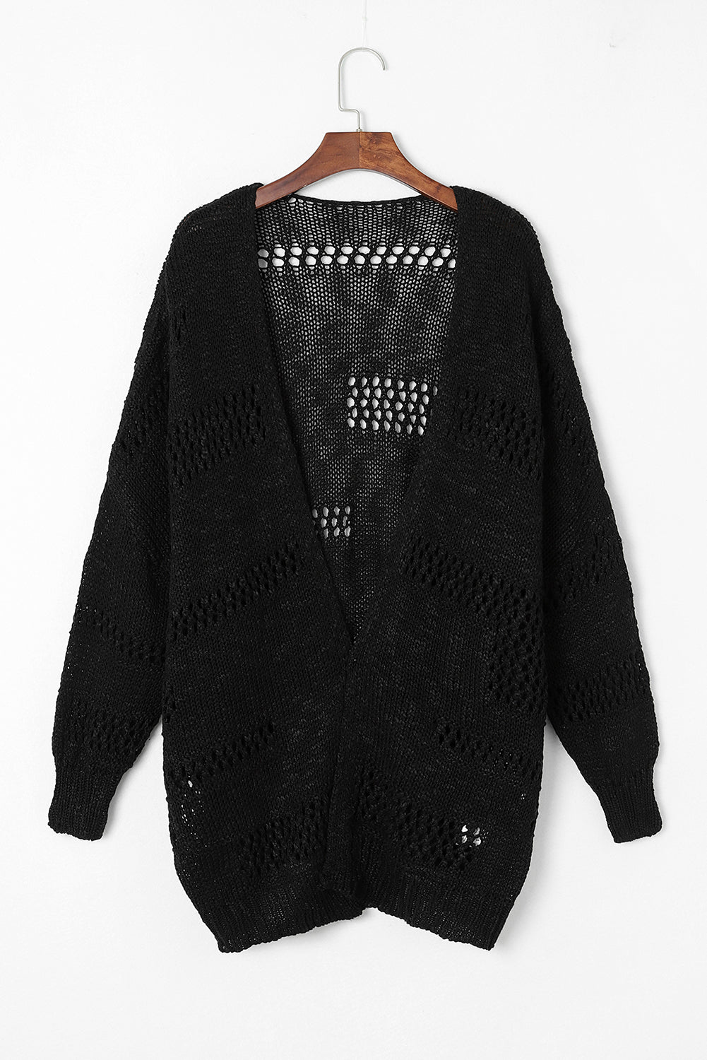 Openwork Open Front Long Sleeve Cardigan - Charming Charlie
