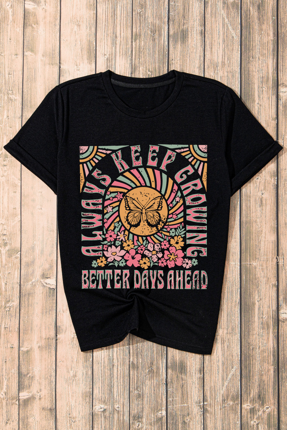Graphic Round Neck Short Sleeve T-Shirt - Charming Charlie