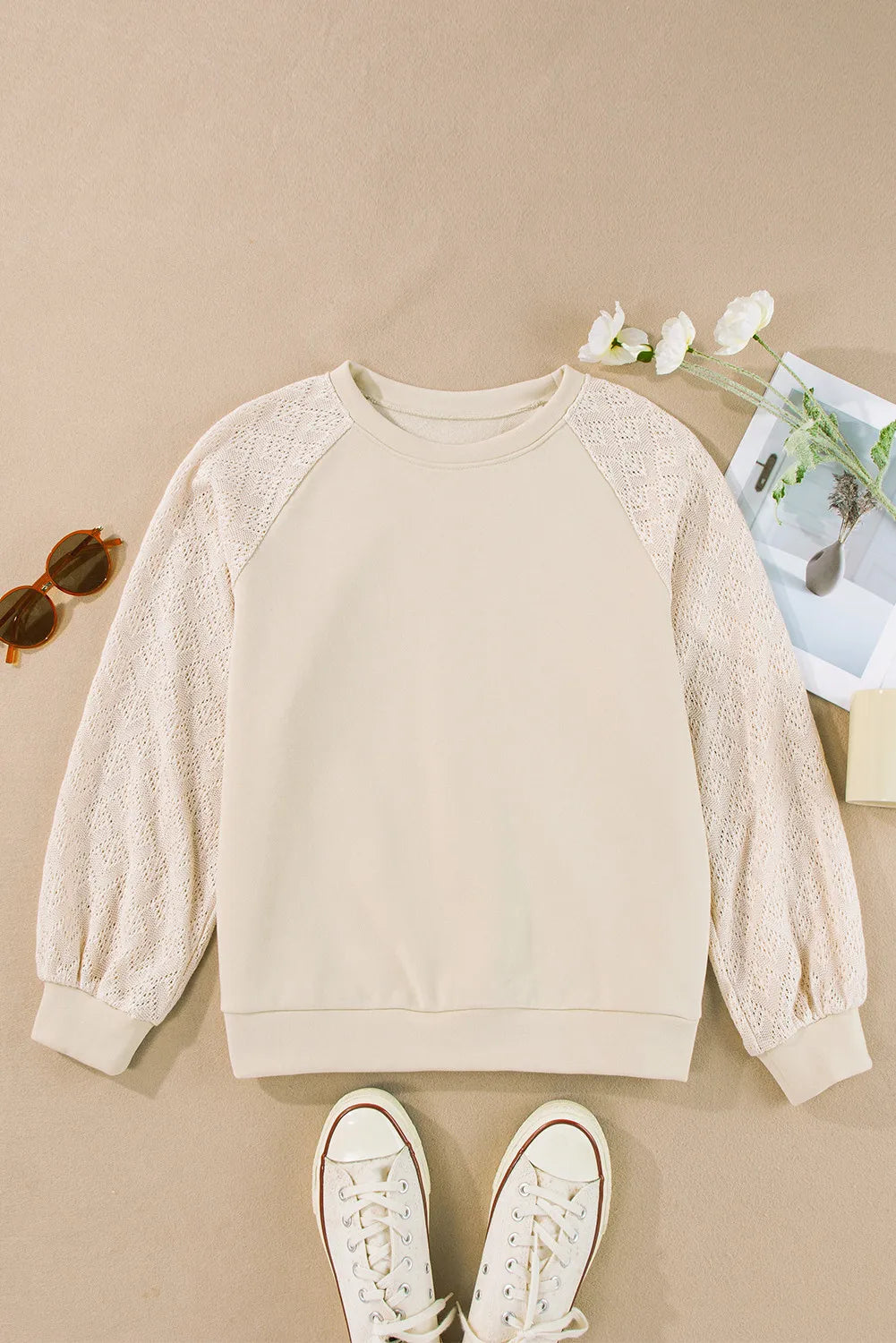 Round Neck Long Sleeve Sweatshirt - Charming Charlie